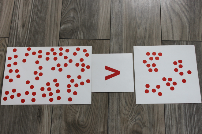 Comparing quantities in the Doman method (Maja is one year old)