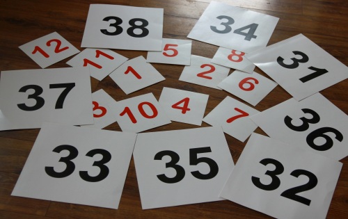 Next step in Doman’s maths programme – numerals (Maja is 17,5 months old)